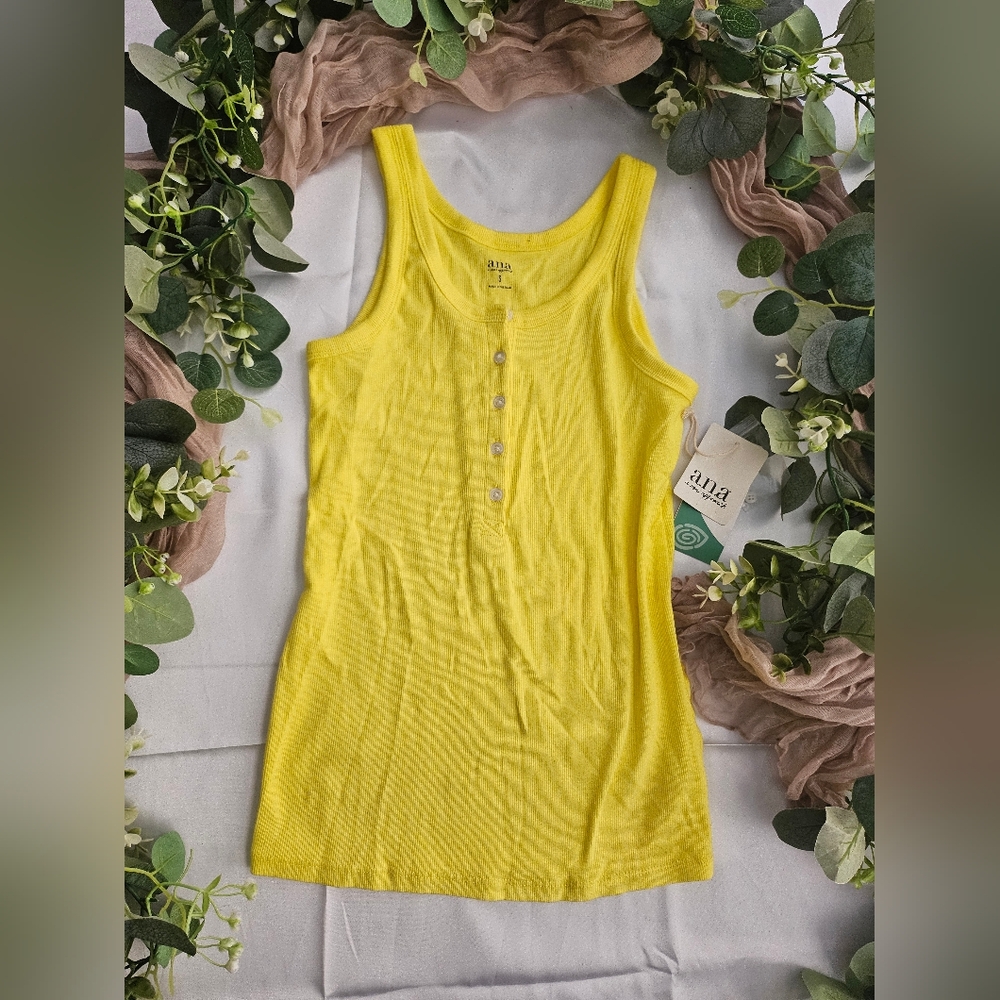 NWT A.N.A racer tank in yellow sz S